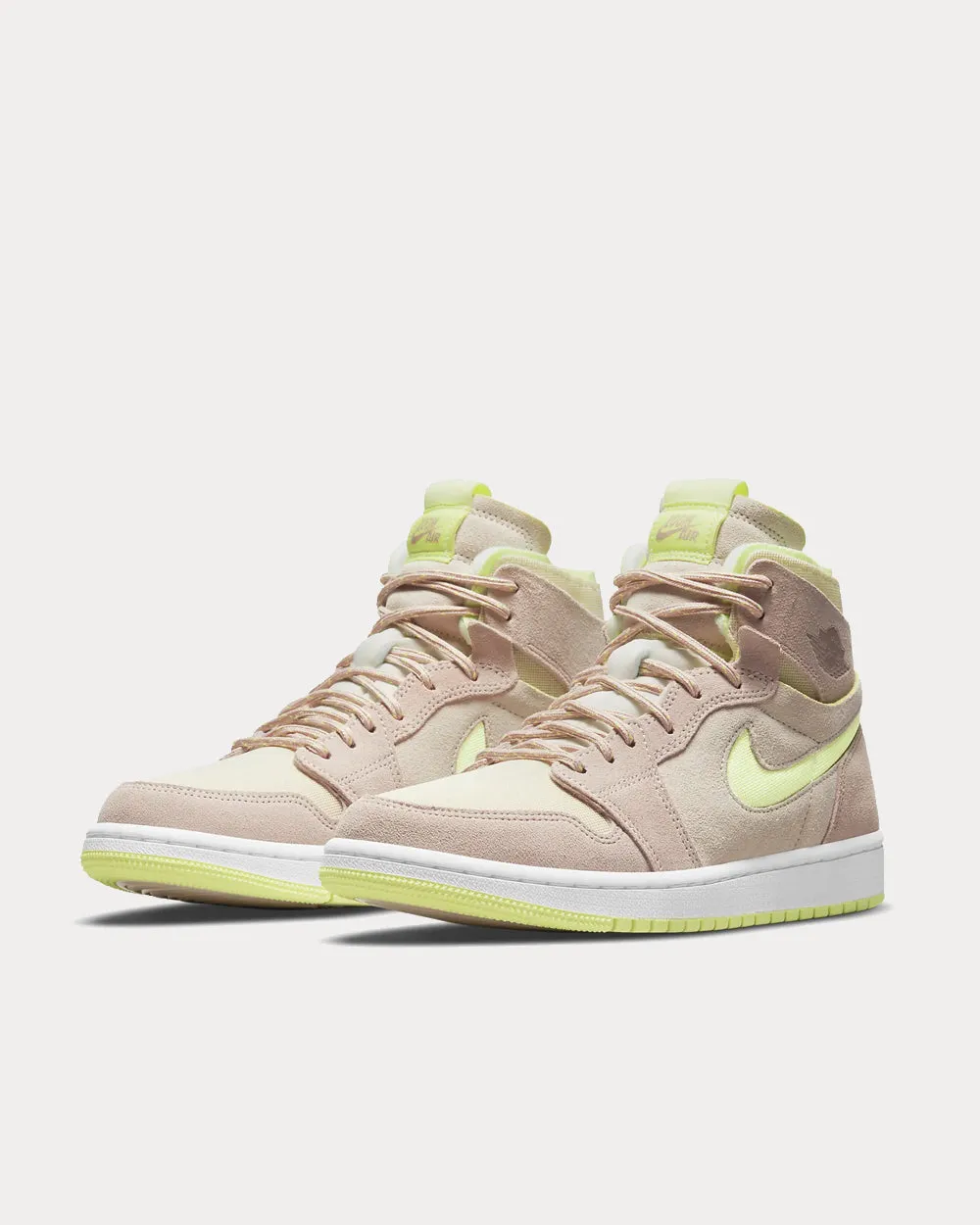 Air Jordan 1 Zoom Air Comfort Pearl White / Light Lemon Twist / White / Fossil High Top Sneakers