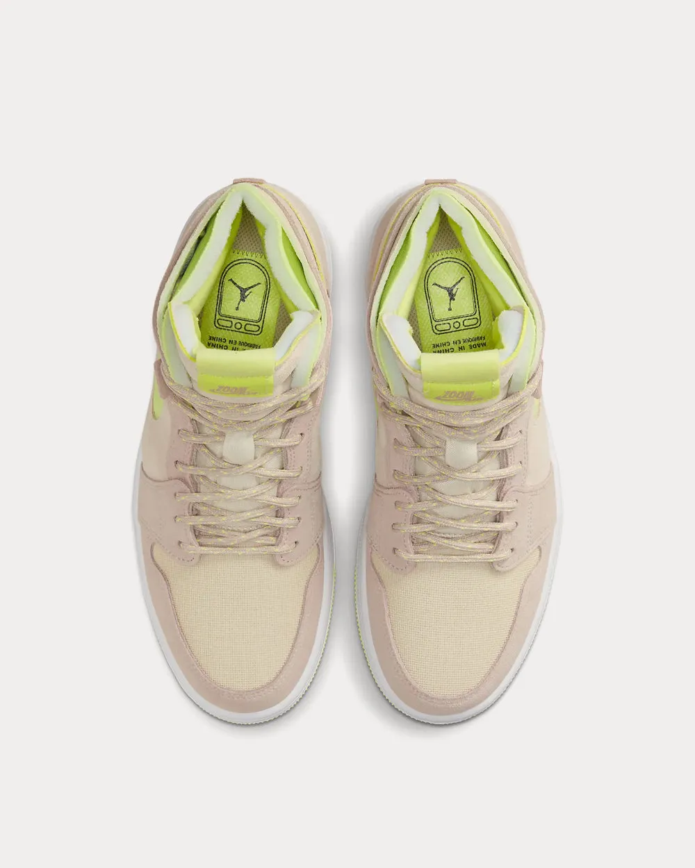 Air Jordan 1 Zoom Air Comfort Pearl White / Light Lemon Twist / White / Fossil High Top Sneakers
