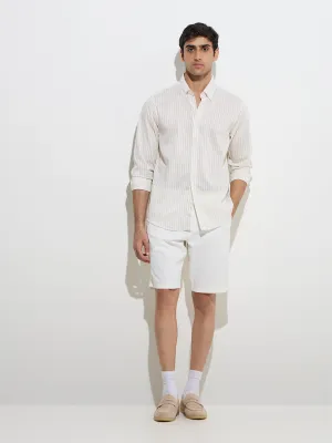 Ascot Beige Stripe Printed Relaxed-Fit Shirt
