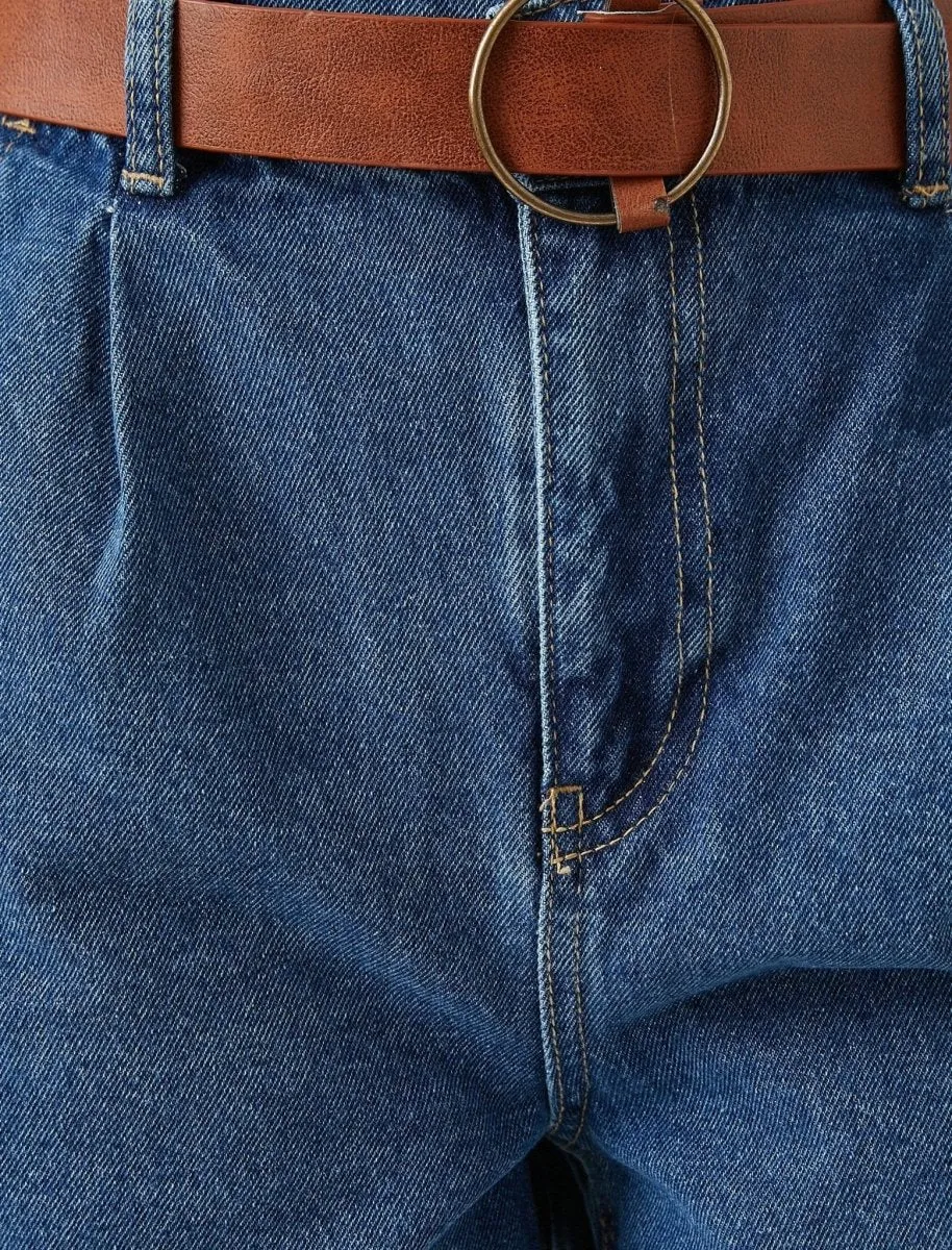 Belted High Waisted Jean Shorts