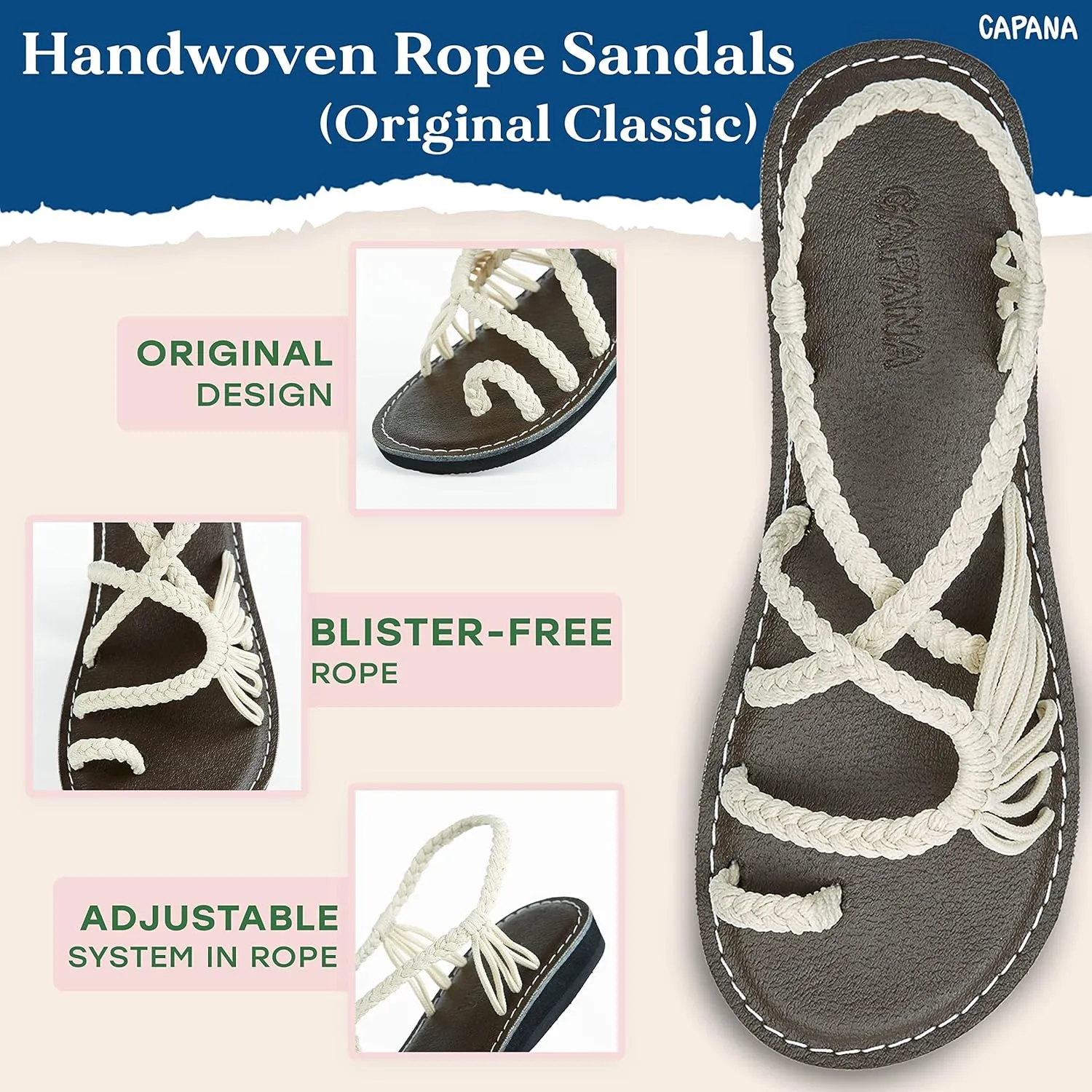 Capana Woven Women's Flat Sandals - Strappy Braided Sandals, Beach Sandals for Women Dressy Summer, Rope Bohemian Sandals, Spring Casual Womens Shoes, Comfy Boho Flats for Teen Girls  Commune