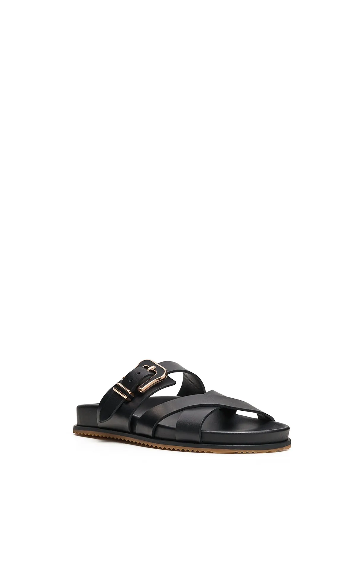 Circe Slide Sandal in Black Leather