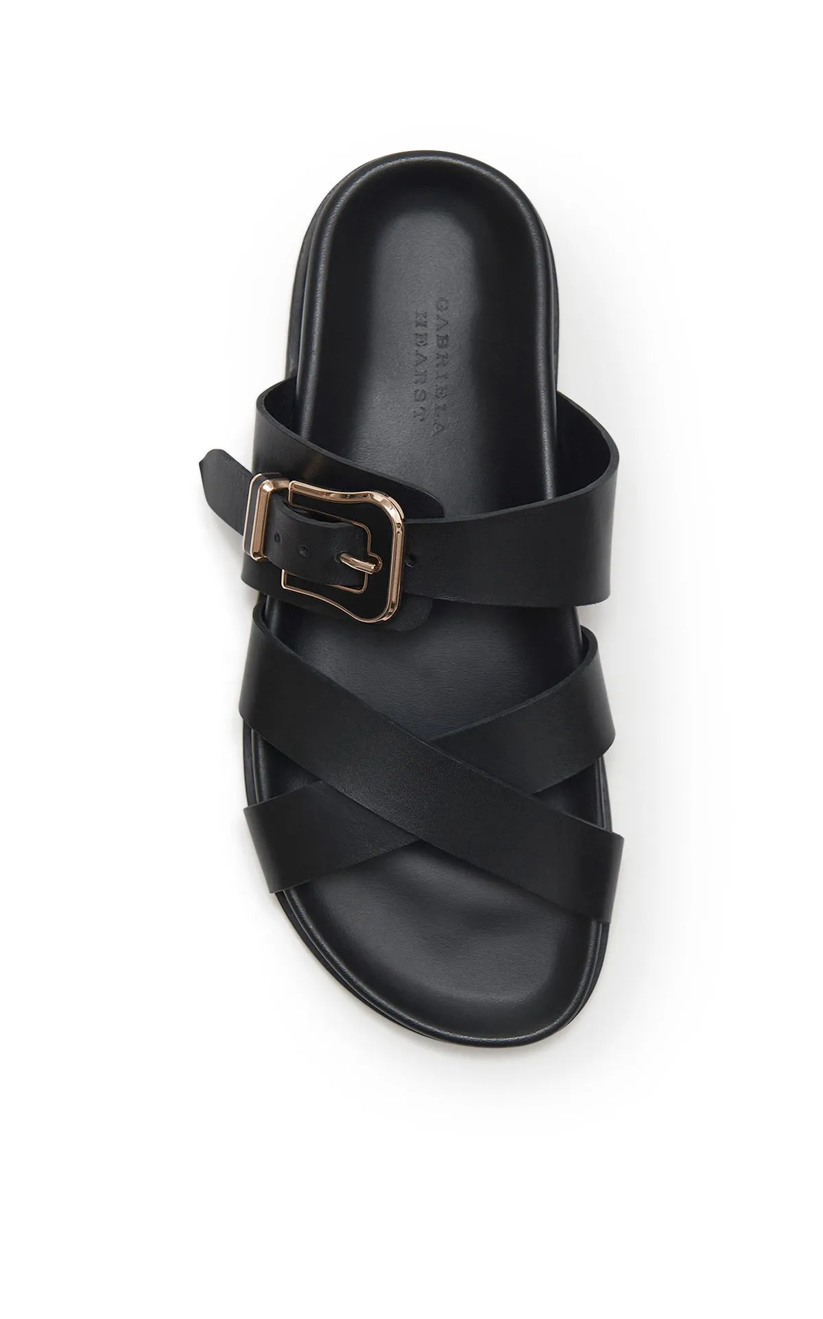 Circe Slide Sandal in Black Leather