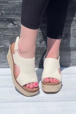 Corkys Freddie Natural Ivory Crochet Espadrilles