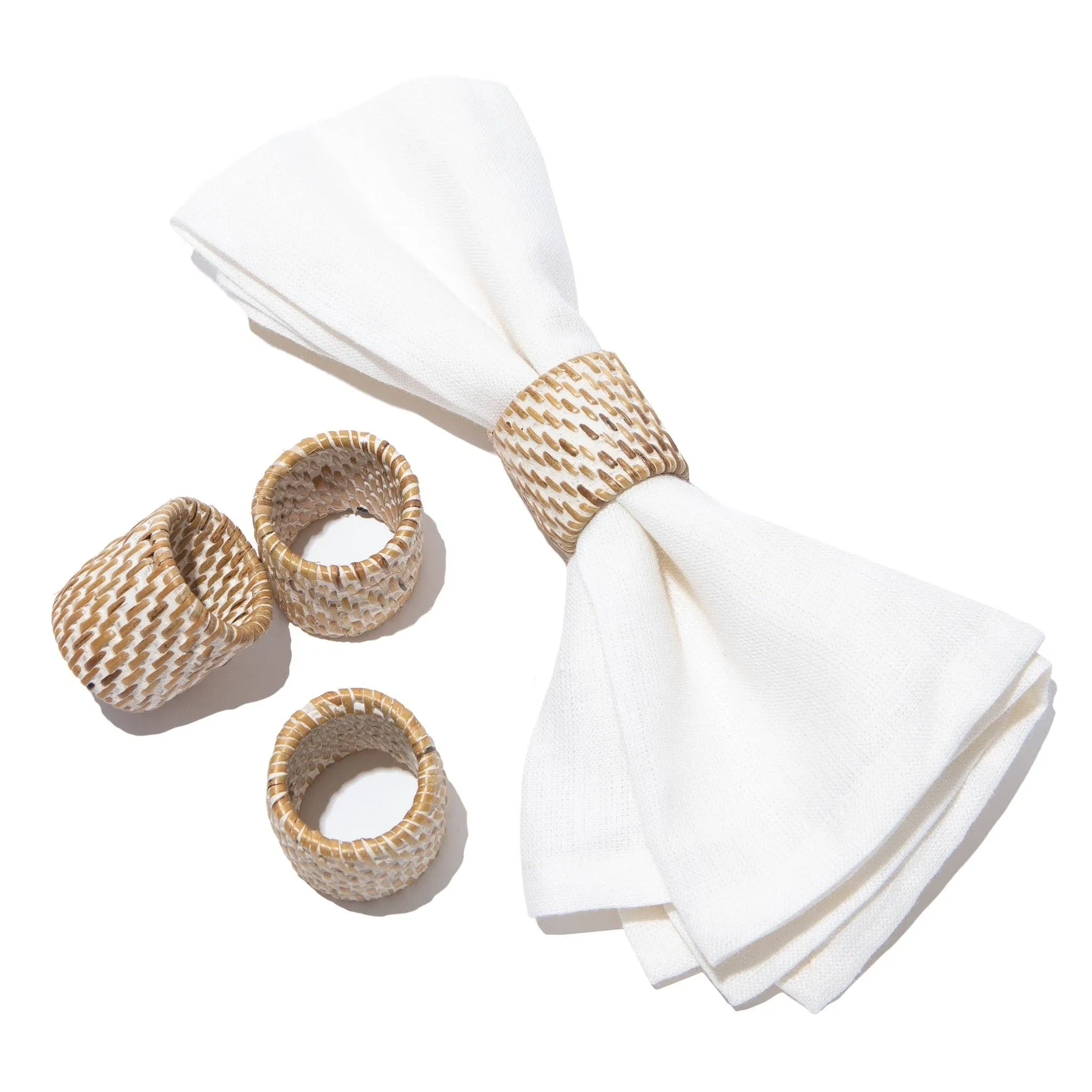 Everyday Whitewash Napkin Ring  - Set of 4