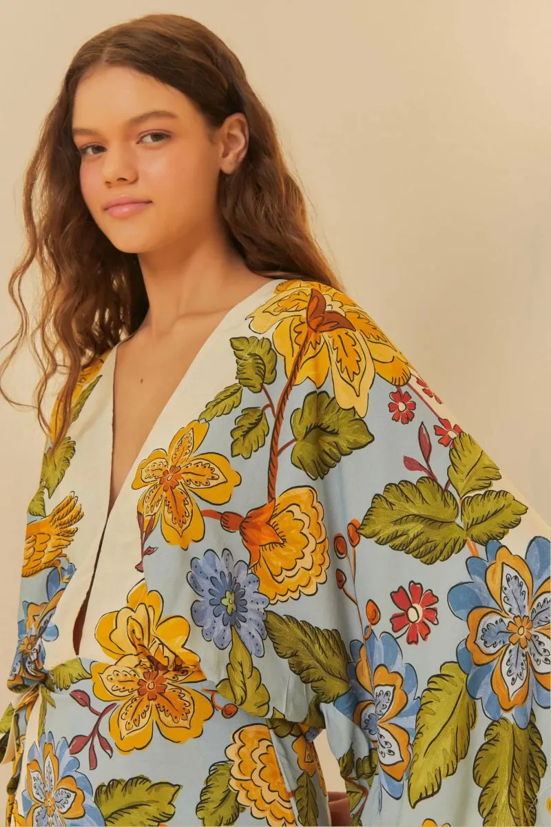 FARM RIO Short Sleeve Printed Naturaleza Dress