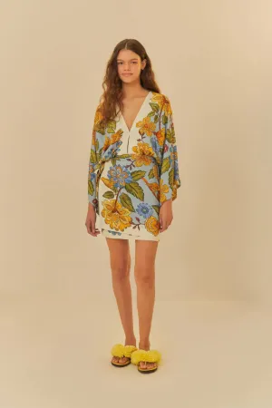FARM RIO Short Sleeve Printed Naturaleza Dress