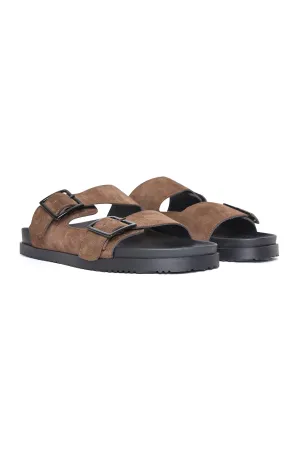 Felipe Double Strap Suede Sandal in Tan