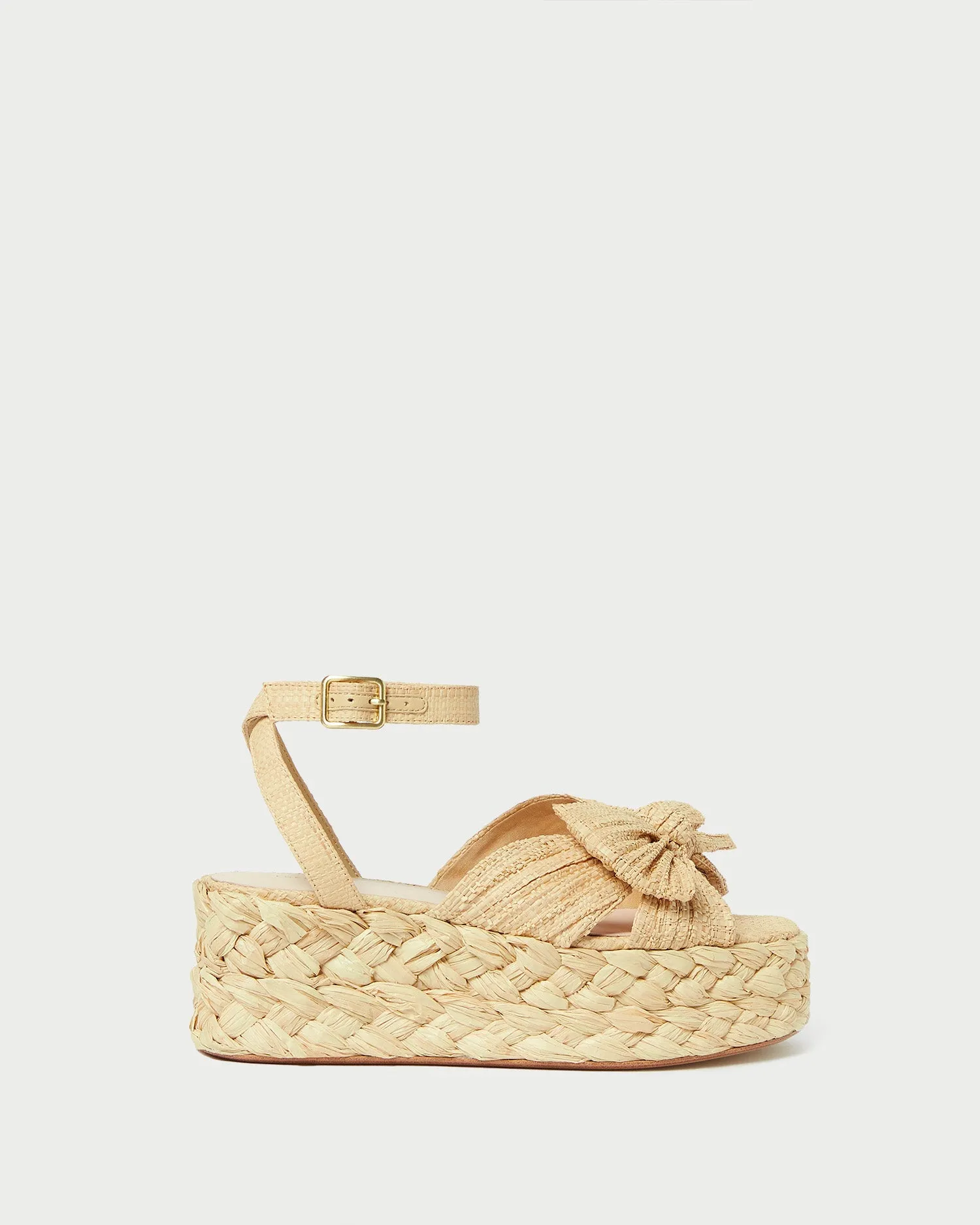 Gaby Natural Pleated Bow Espadrille