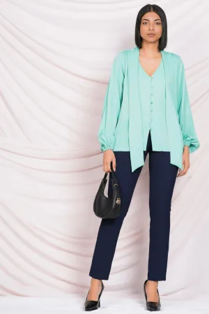 Green Long Lapel Top