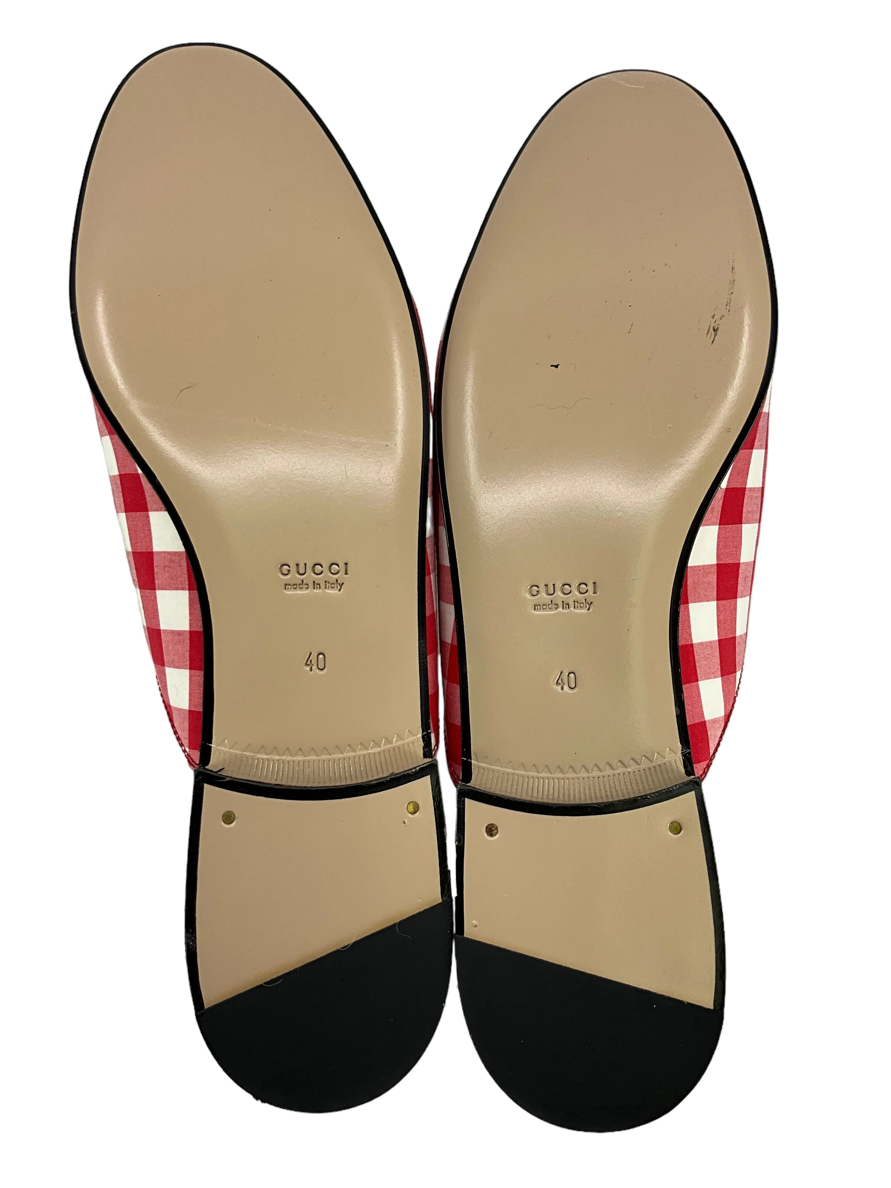 Gucci Princetown Horsebit Gingham Mules Size 10