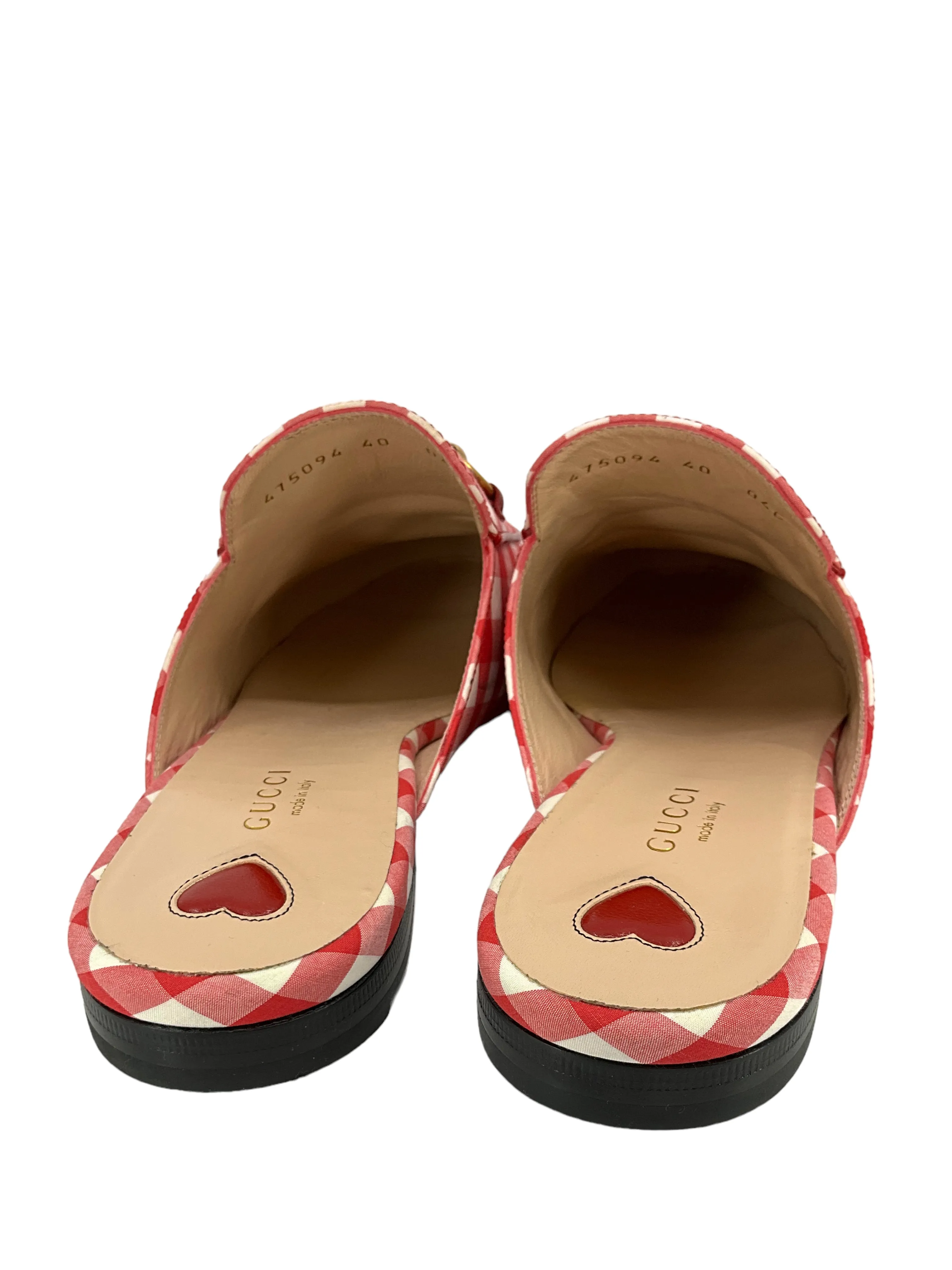 Gucci Princetown Horsebit Gingham Mules Size 10