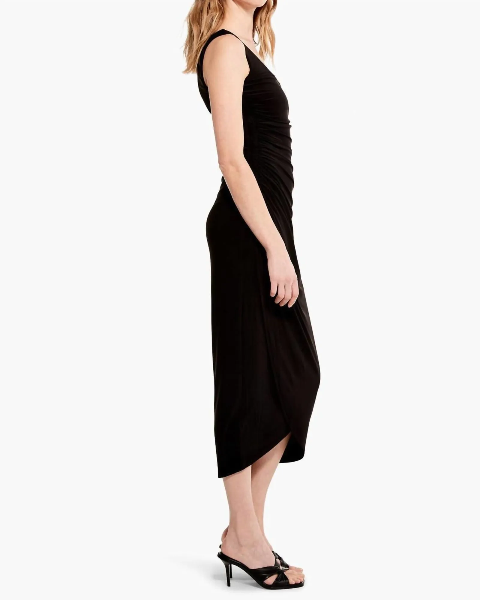 High Twist Ruched Dress in Black Onyx | Black Onyx