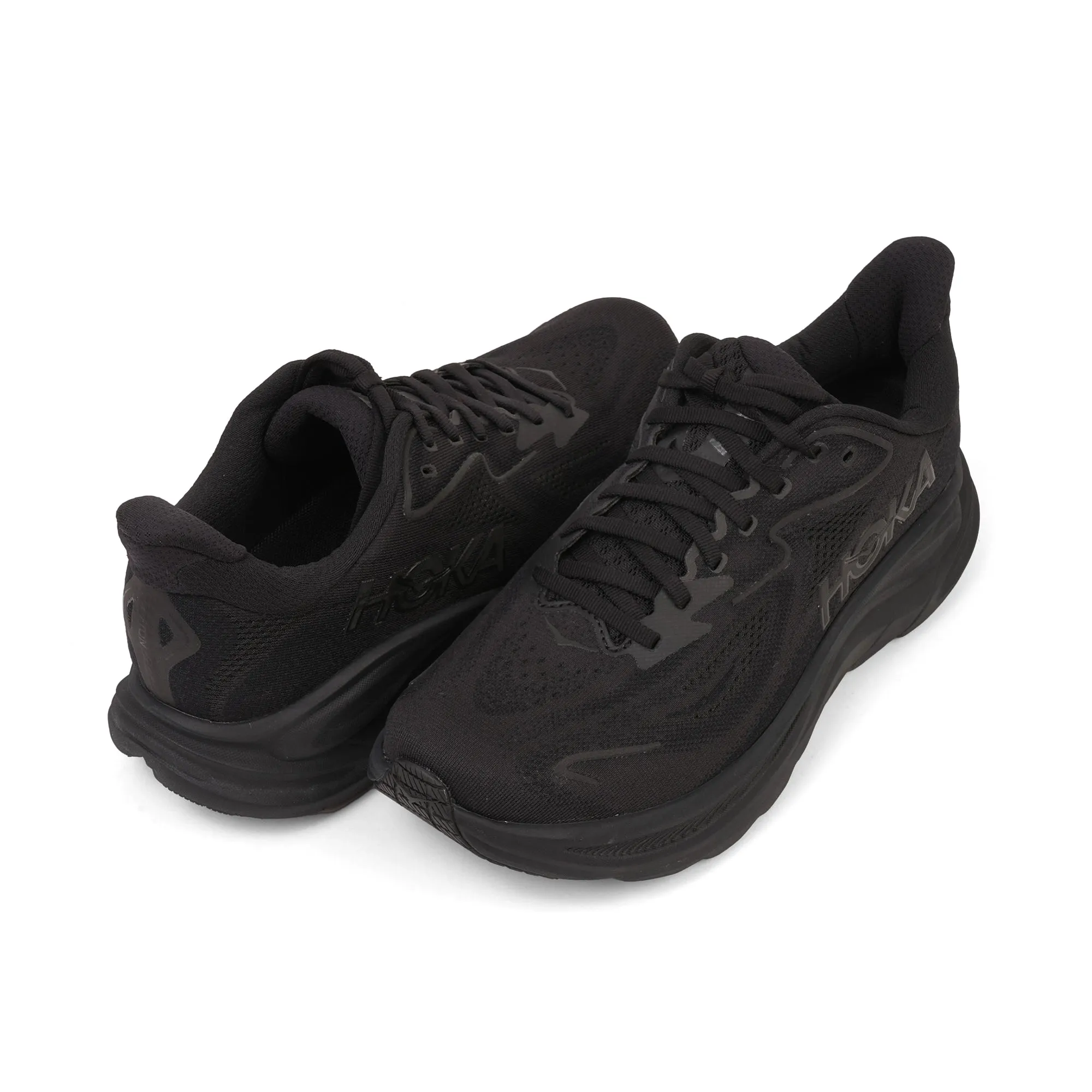 HOKA MEN'S RUNNING SHOES CLIFTON 9 BLACK/BLACK