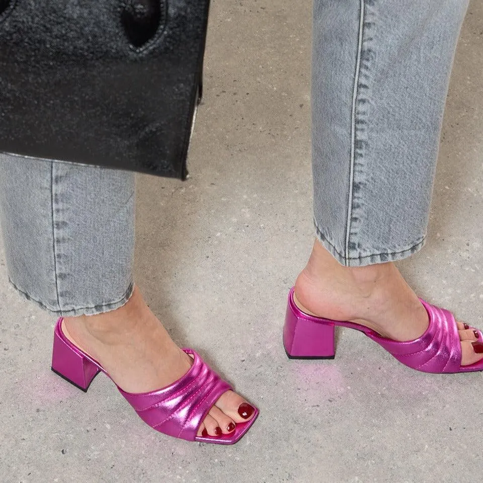 Ibiza Metallic Pink block heel