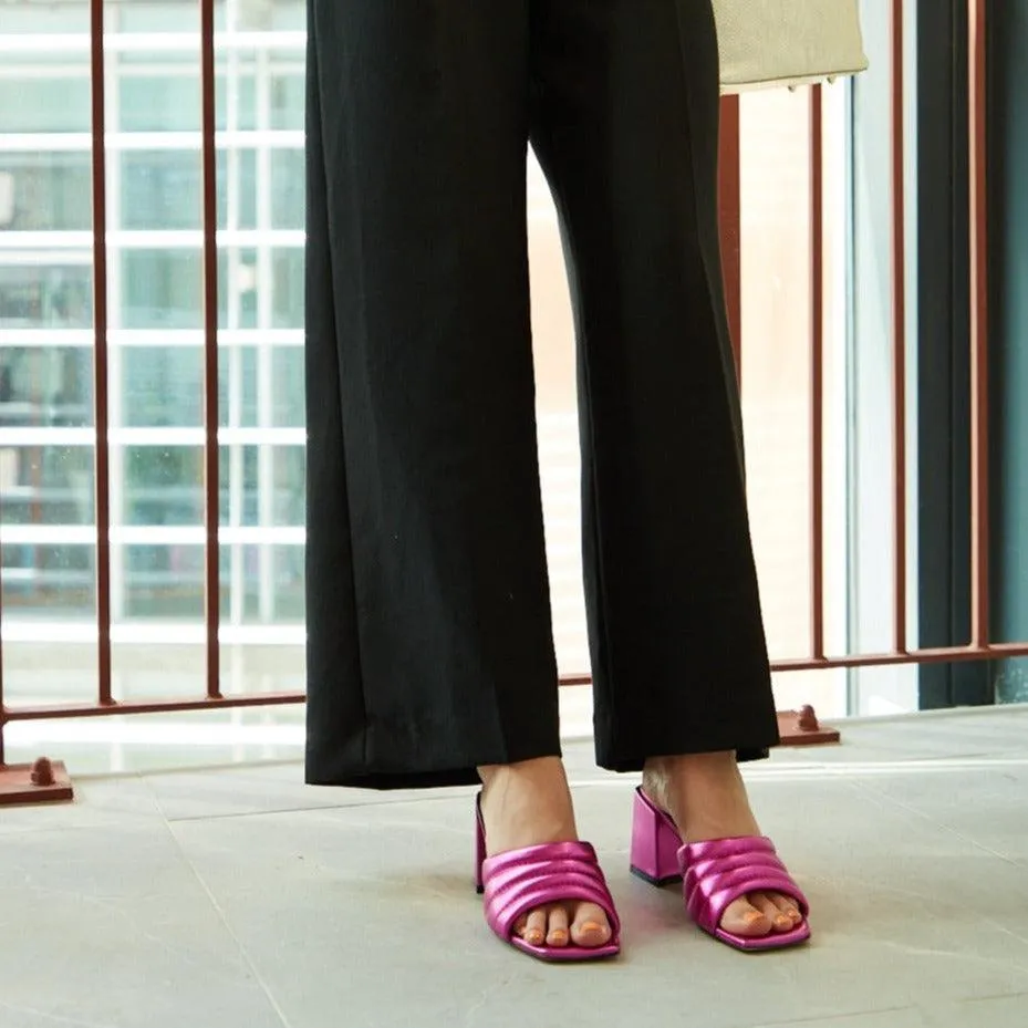 Ibiza Metallic Pink block heel