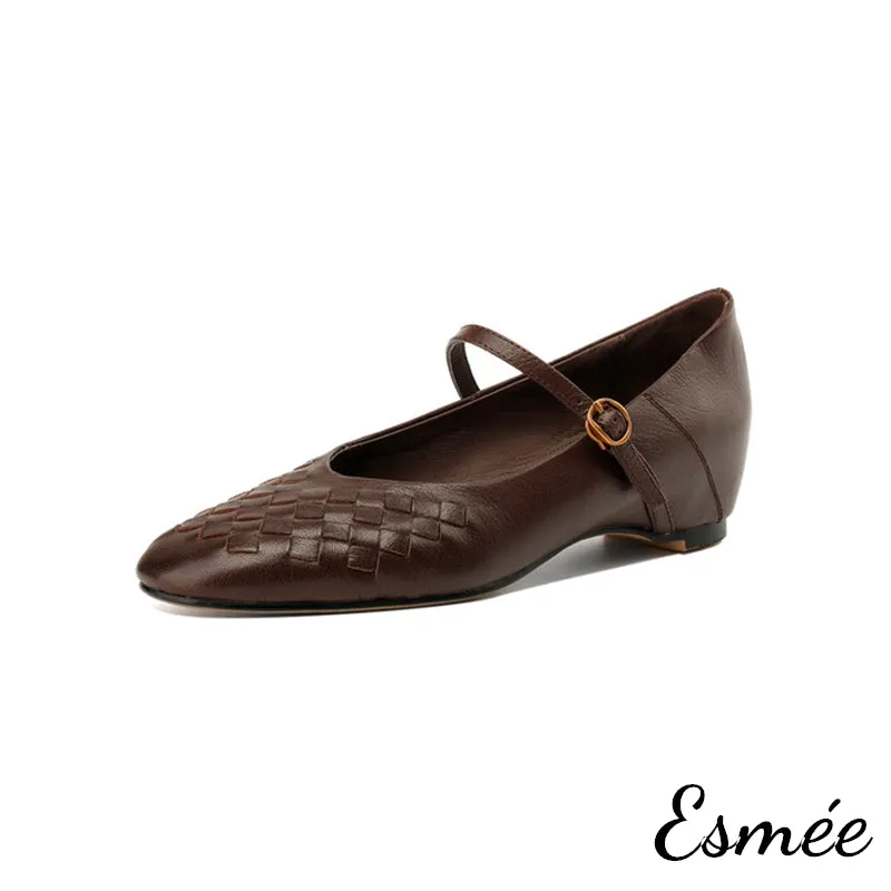 Invisible Increased Height Maryjanes with Woven Design