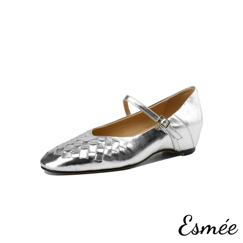 Invisible Increased Height Maryjanes with Woven Design