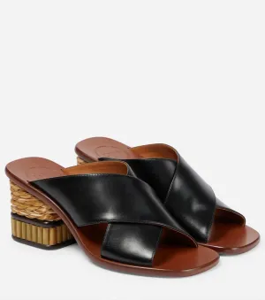 Laia Woven Bamboo Heel Sandal in Black