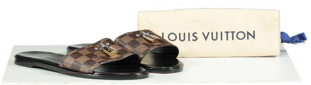 Louis Vuitton Brown Lock It Flat Mules UK 5.5 EU 38.5 👠