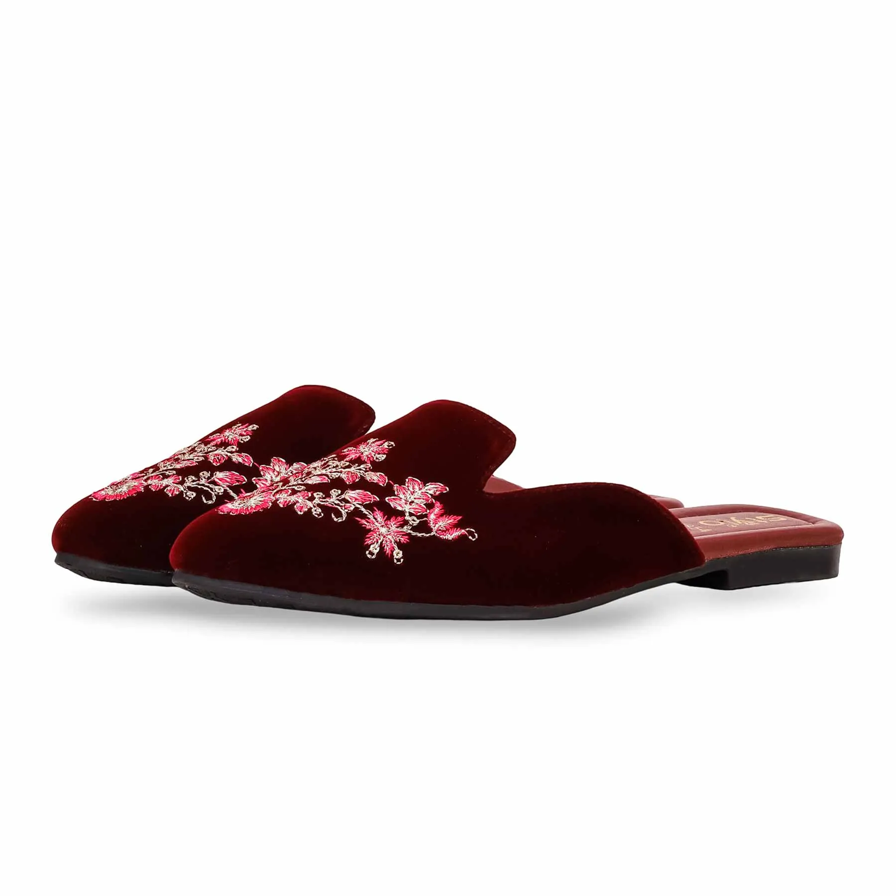 Maroon Back Open Mule CL1854