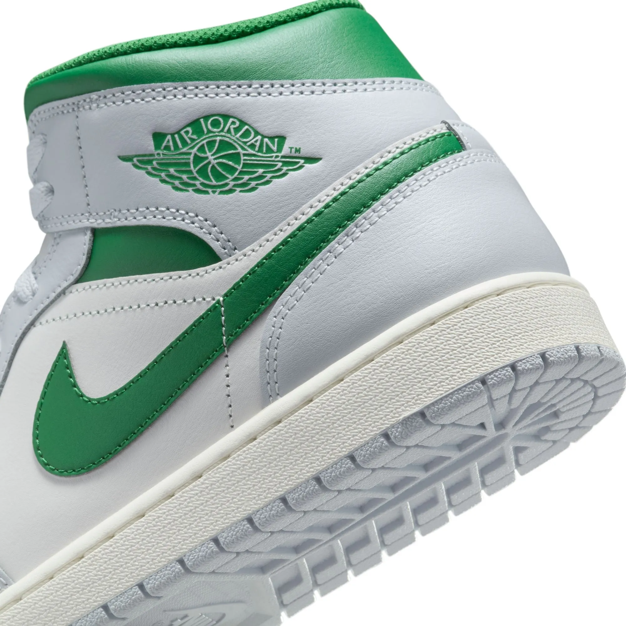 MENS AIR JORDAN 1 MID (SUMMIT WHITE/PINE GREEN/PURE PLATINUM)