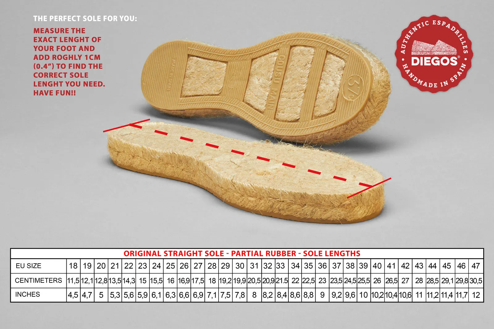 Original straight sole - partial rubber