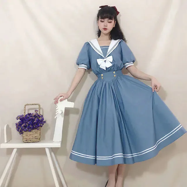 Preppy Chic Sailor Collar Dress