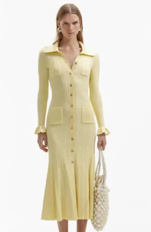 Ribbed Viscose Knit Midi Dress