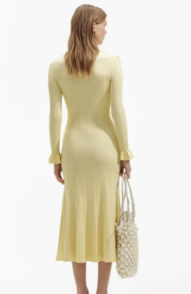 Ribbed Viscose Knit Midi Dress