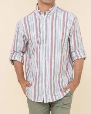 Rustic Stripe Button-Up Shirt - Cotton Folk