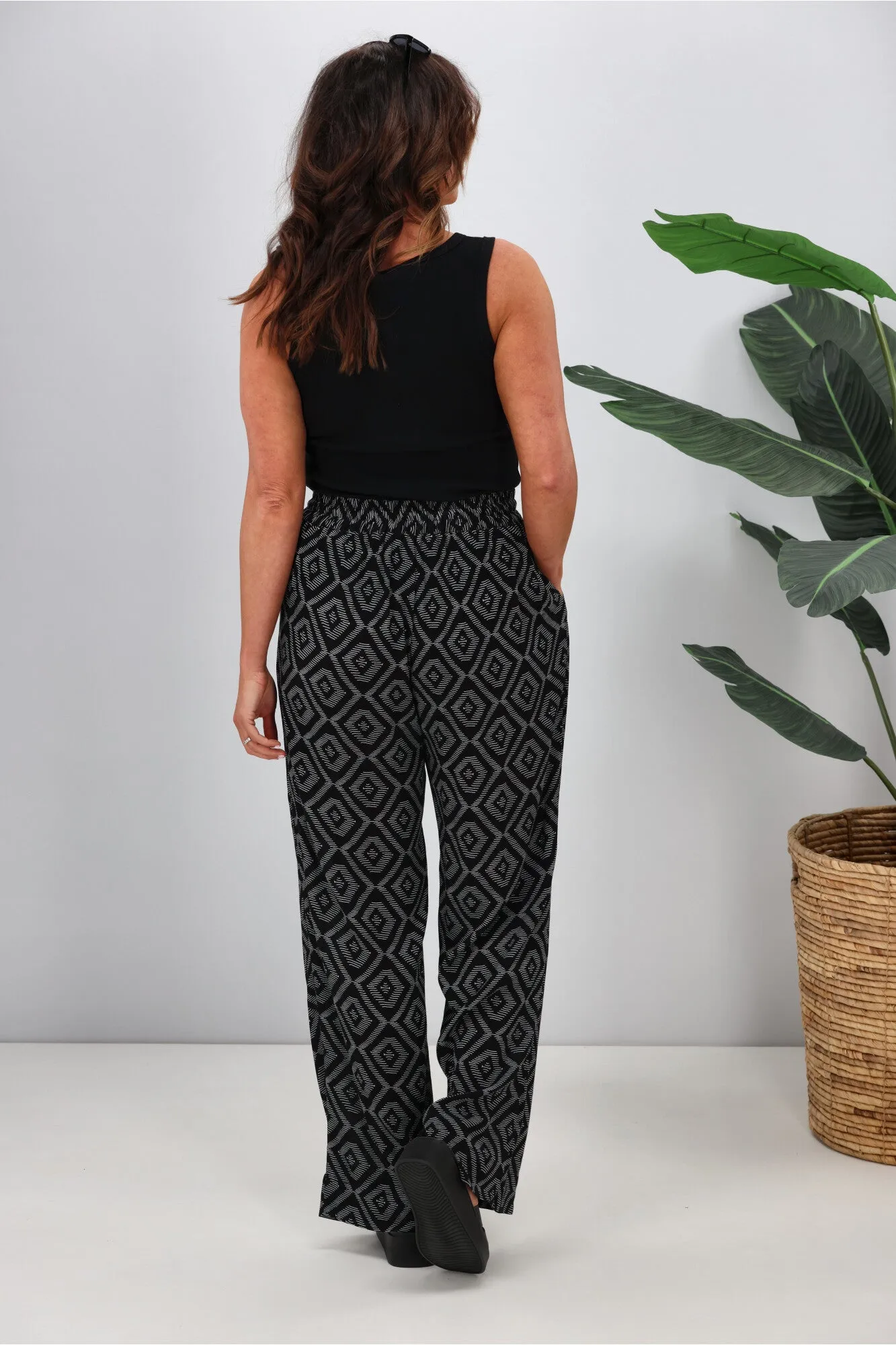 Shine On Label Sakura Printed Wide Leg Pants Black