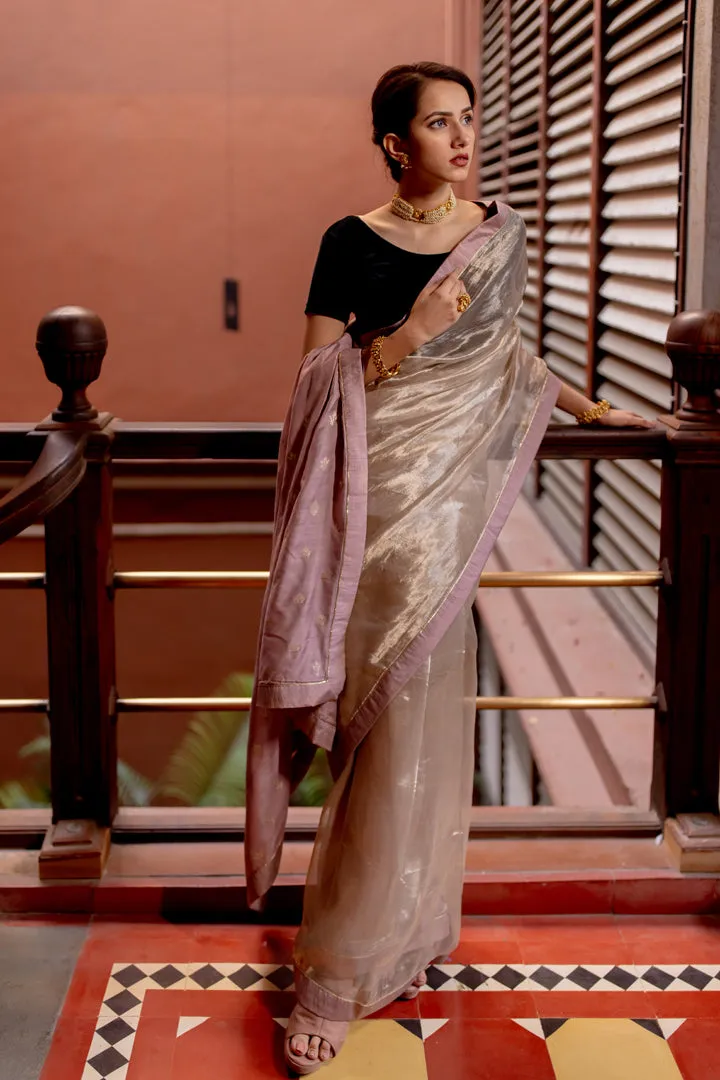 SILVER TISSUE SAREE