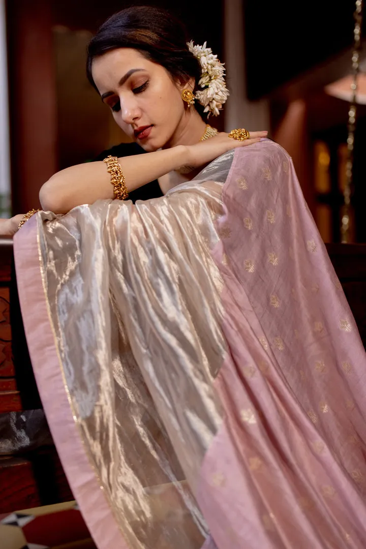 SILVER TISSUE SAREE