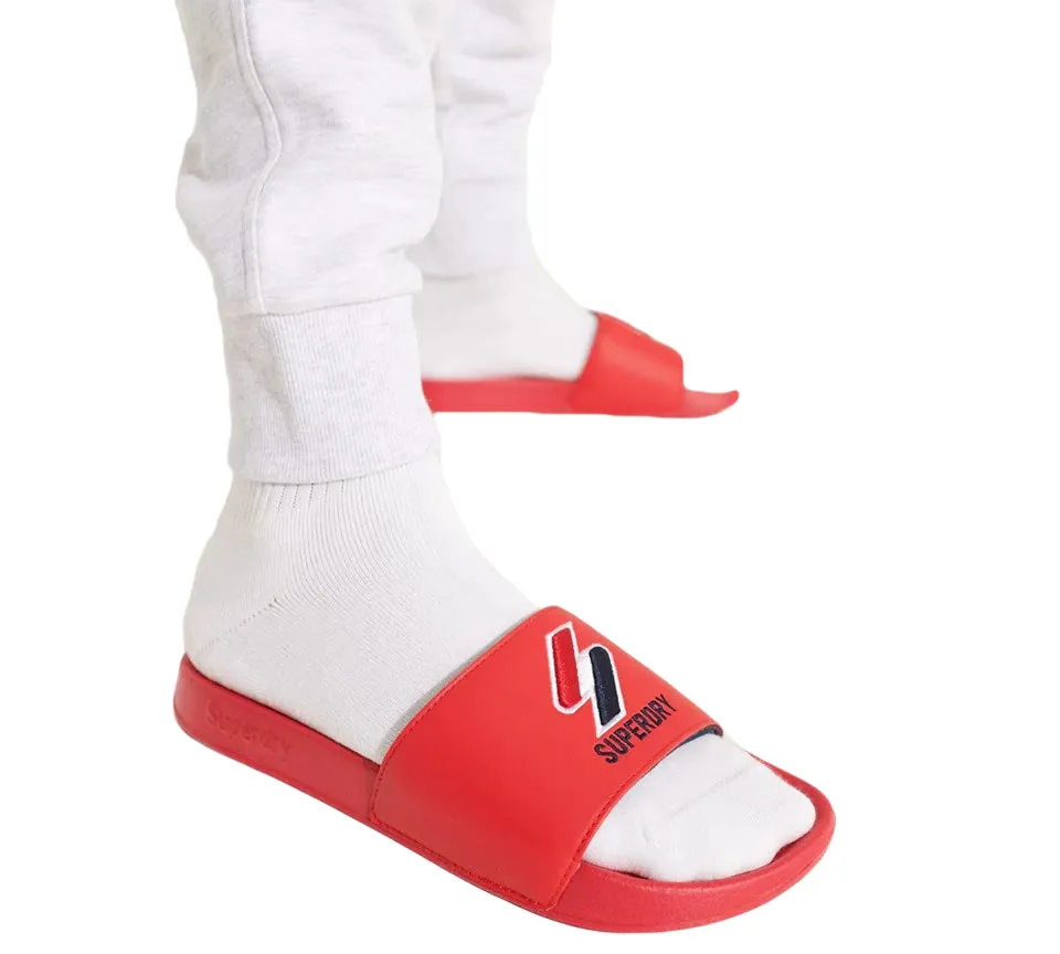 Superdry Core Pool MF310132ARXG Sliders Red UK S-L