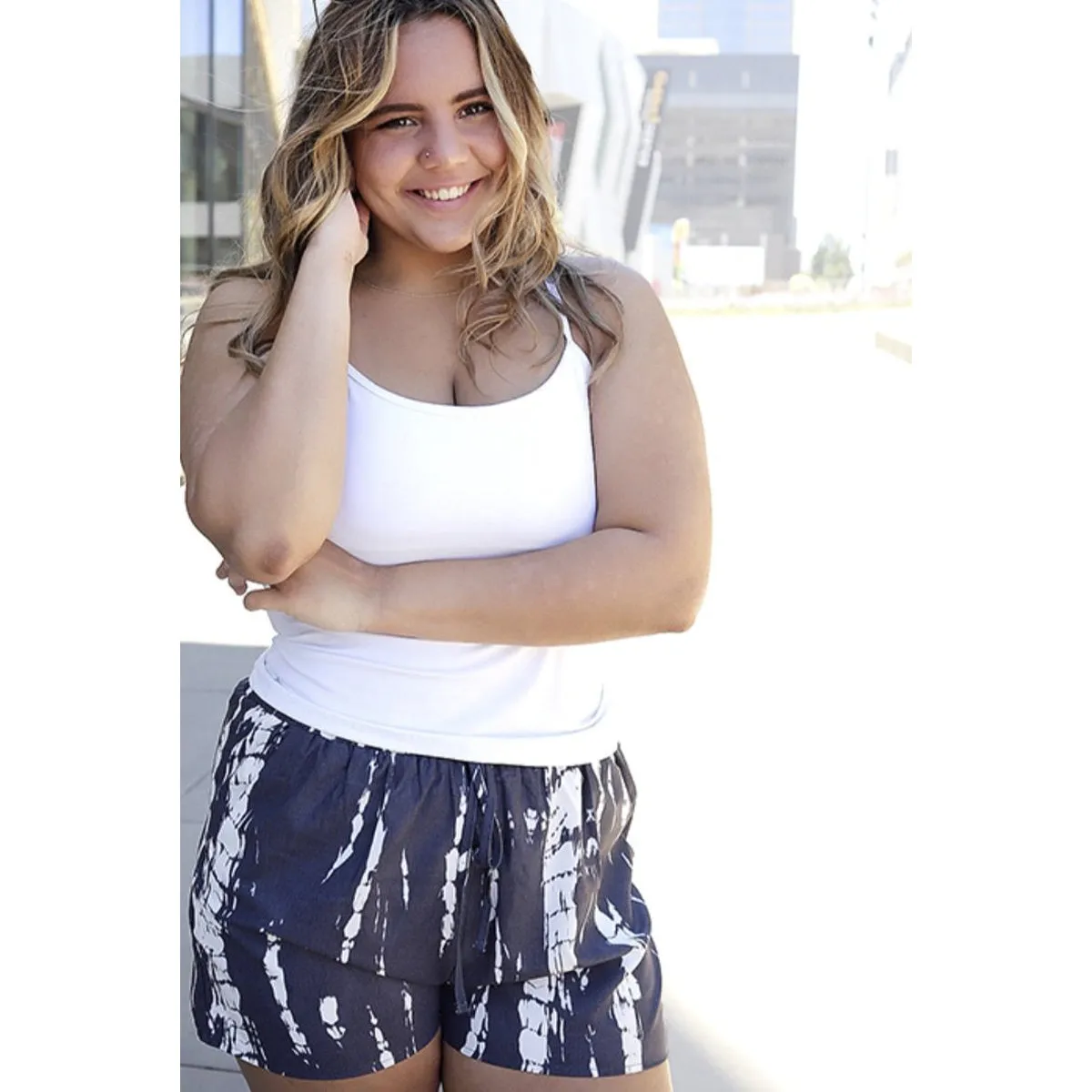 TIE DYE DRAWSTRING SHORTS - VINTAGE BLACK